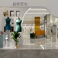 Stylish Clothing Store Interior With Hanging Garments Mirrors And Modern Lighting Displays