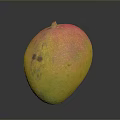 Fresh Ripe Mango With Yellow Pink And Green Skin On Black Background