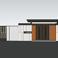 Modern Entrance Gate Design With White Wall Wooden Panels And Black Door