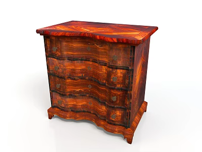 Vintage Wooden Chest of Drawers With Curved Legs And Carved Details 3d model