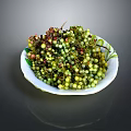 Fresh Sichuan Peppercorns in White Plate with Green and Red Berries