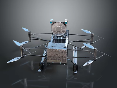 High Tech Multi Rotor Drone With Central Equipment Bay And Stable Landing Gear 3d model
