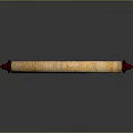 Traditional Sheepskin Scrolls With Red Wooden Rollers On Dark Background