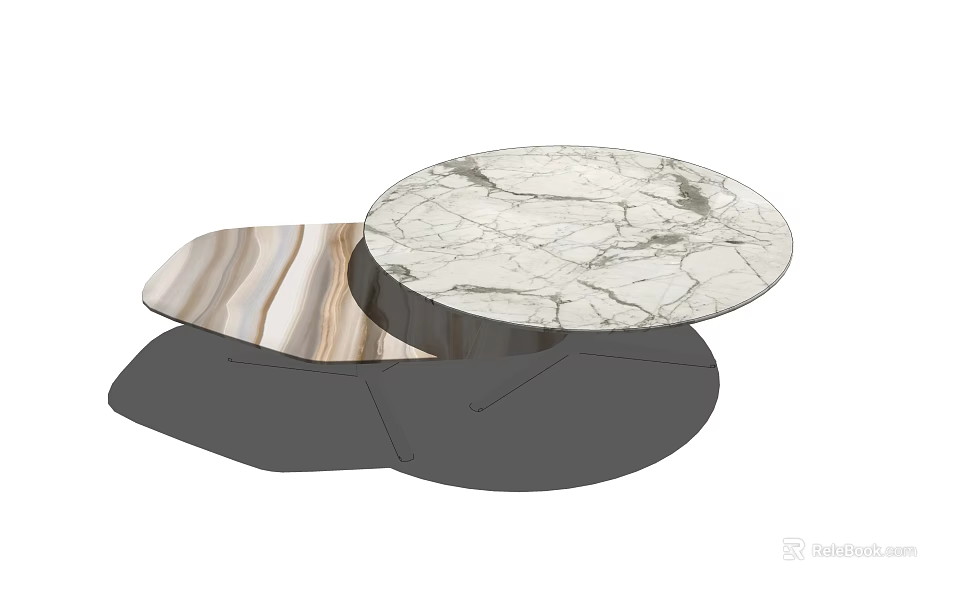 Elegant Round Coffee Table With Layered Marble Tops And Natural Textures 3d model