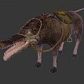 Detailed Fantasy Crocodile Head Horse Body Creature With Saddle And Reins