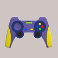 Electric Toy Game Controller With Purple Body Yellow Grips And Colorful Buttons
