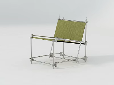 Modern Lounge Chair With Green Fabric Seat And Metal Frame Design 3d model