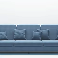 Modern Blue Three Seater Sofa With Decorative Pillows And Comfortable Design 3d model