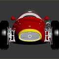 Red Vintage Racing Car with Open Cockpit Yellow Front and Sleek Design Large Wheels