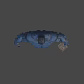 Animated Muscular Blue Character With Yellow Eyes And Fierce Expression Design