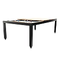 Modern Billiard Table as Entertainment Appliance with Wooden Top Black Legs and Billiard Balls