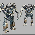 Two Robotic Mech Constructs With Metallic Bodies Joint Details And Open Cockpits