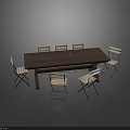 Dining Table Set With Long Wooden Table And Six Simple Chairs For Home Dining