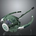 Green Cosmic Spacecraft Model With Transparent Cockpit And Circular Ring Structure Design 3d model