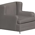 Modern Light Gray Upholstered Single Sofa With Armrest And Slim Black Legs 3d model