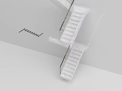 Modern White Marble Staircase With Sleek Metal Handrail And Minimalist Design 3d model