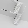 Modern White Marble Staircase With Sleek Metal Handrail And Minimalist Design