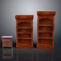 Wooden Furniture Collection With Arched Top Bookshelves And Small Drawer Cabinet