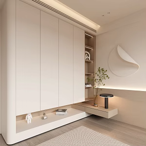 Cream Style Wardrobe Bedroom Wardrobe Decorative Wardrobe 3d model