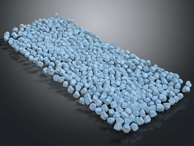 Light Blue Small Stones Arranged In A Long Strip On Dark Background 3d model