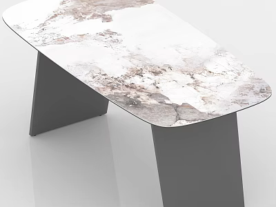 Modern Dining Table Set with Marble Patterned Top and Grey Metal Legs Contemporary Design 3d model