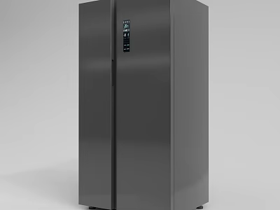 Modern Double Door Refrigerator Freezer With Metallic Gray Finish And Control Panel 3d model