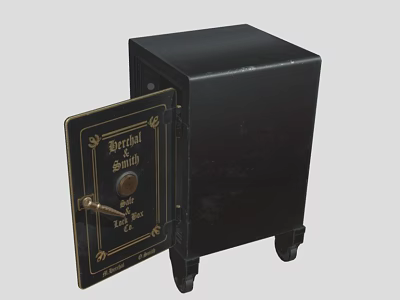 Black Commercial Safe With Open Door Lock And Wheels For Secure Business Storage 3d model