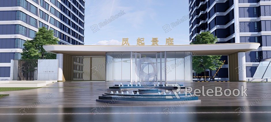 Entrance gate of modern residential area model