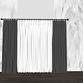 Gray Window Curtains With White Sheer Layers Hanging On Curtain Rod