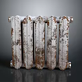 Vintage Rusty Radiator With Aged White Finish And Brown Rust Spots 3d model
