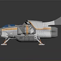 Futuristic Sci-Fi Aircraft Design With Gray Orange Body Wings Transparent Blue Cockpit And Wheels