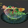 Game Movie Character Blonde Armored Battling Red Orange Creatures On Blue Flowing Water Platform