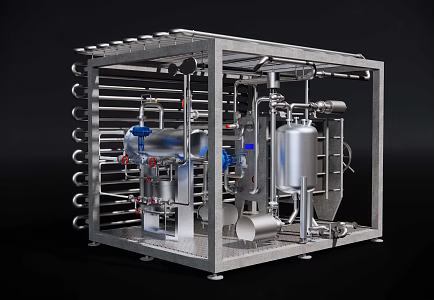 modern industrial equipment heat exchange station pump house 3d model