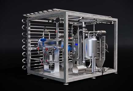 modern industrial equipment heat exchange station pump house 3d model