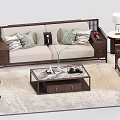 Stylish Sofa And Coffee Table Set With Decorative Pillows Vase Side Table And Table Lamp 3d model