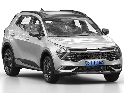 Silver SUV With Modern Front Grille And Sleek Exterior Design Features 3d model