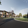 Modern Industrial Factory With Steel Structure Curved Roof Surrounding Greenery And Asphalt Road