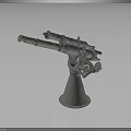Double Barreled Cannon Weapon With Gray Metal Base And Mechanical Adjustment Parts