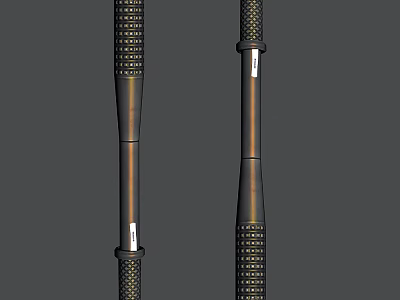 Pair of Nunchucks With Black Gold Design And Textured Grip Handles 3d model