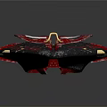 Red And Black Decorative Art Piece With Gold Accents And Mayhem Blood Lettering