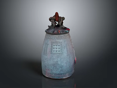 Ancient Bronze Household Container With Decorative Lid And Intricate Carved Patterns 3d model