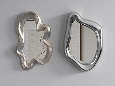 Two Silver Irregular Design Decorative Mirrors For Contemporary Home Decor 3d model