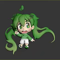 Cute 3D Cartoon Character With Green Hair And Clover Decor In White Outfit