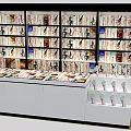 Modern Display Shelving With Multiple Layers Stocked With Magazines And Front Counter 3d model
