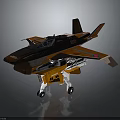 Detailed 3D Orange Fighter Aircraft Model With Cockpit Wings And Landing Gear