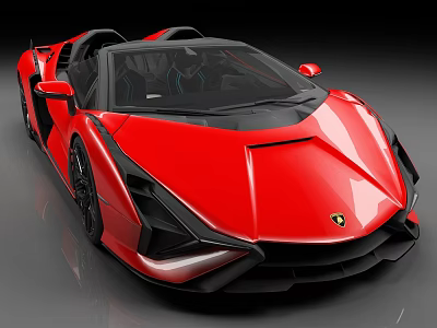 Red Convertible Sports Car With Modern Sharp Angular Lines And Black Wheels 3d model