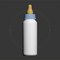 White Baby Bottle With Blue Cap And Yellow Nipple On Black Background