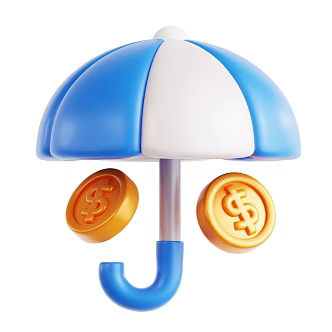 Modern Umbrella Gold Coin Cartoon Umbrella Cartoon Gold Coin 3d model
