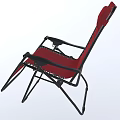 Red Folding Outdoor Chair With Metal Frame For Camping And Patio Use