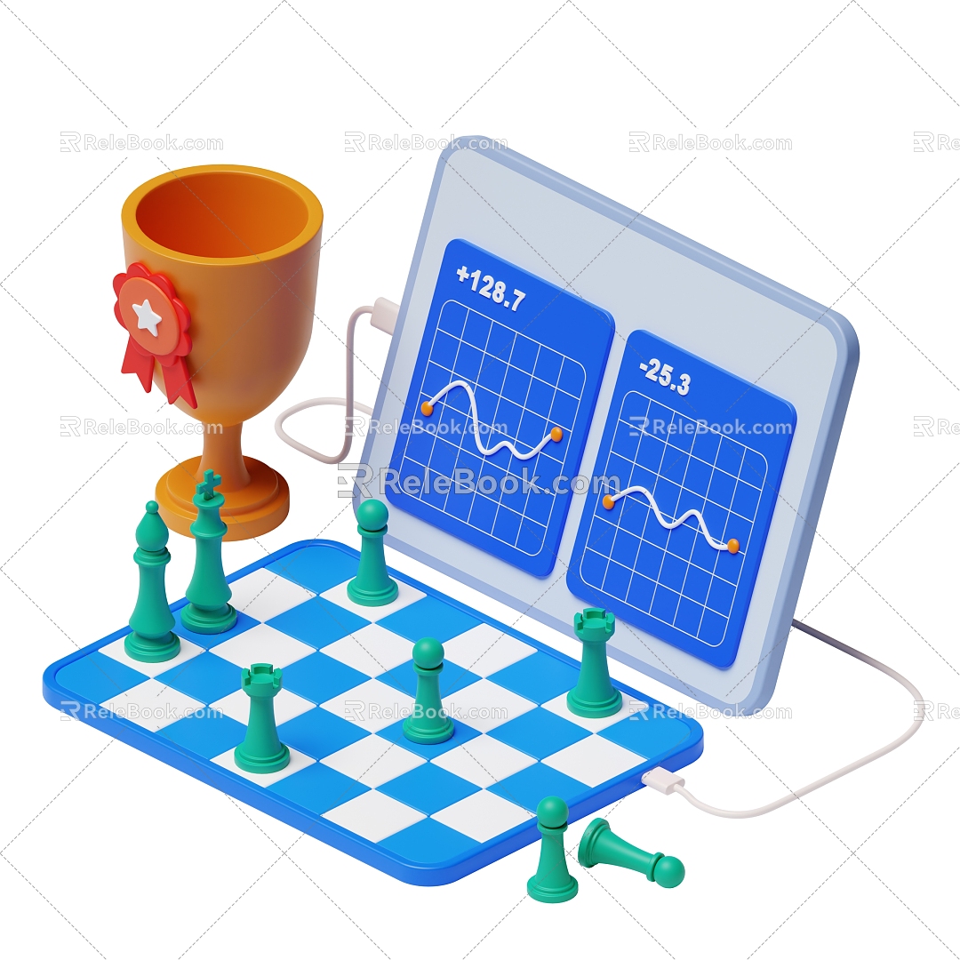 Modern Go Scene Trophy Cartoon Go 3d model